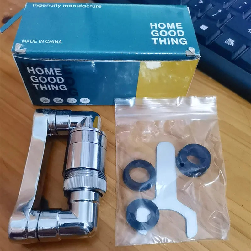 AquaTwist™ 1080° Rotating Faucet Sprayer – Universal Metal Tap Extender with Aerator Nozzle & 22/24mm Adaptor