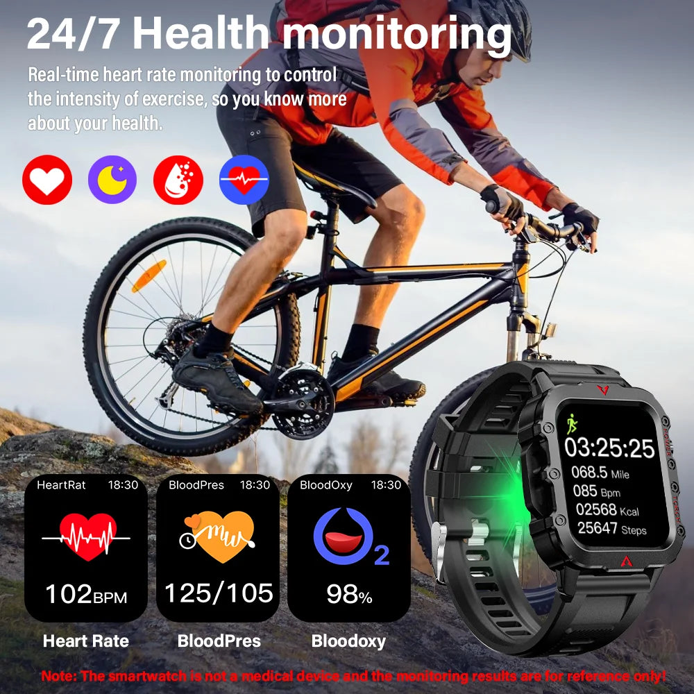New Men'S Smart Watch LED Flashlight Outdoor Sports Smart Watch Wristwatch Health Monitoring Smart Watch