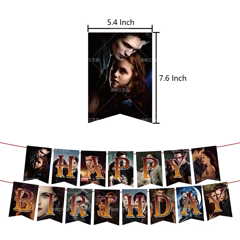 Movie the Twilight Theme Birthday Banners Balloons Decoration Set Vampire Werewolf Cake Toppers Baby Shower Event Party Supplies